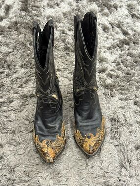 Vintage Code West Women’s Cowboy Boots Sz 6M Black SnakeSkin Leather
